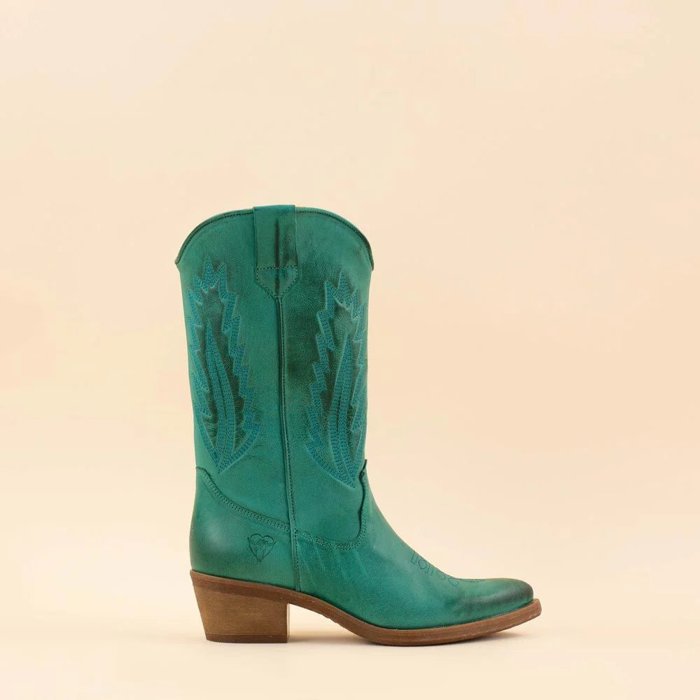 Black and teal cowboy boots best sale