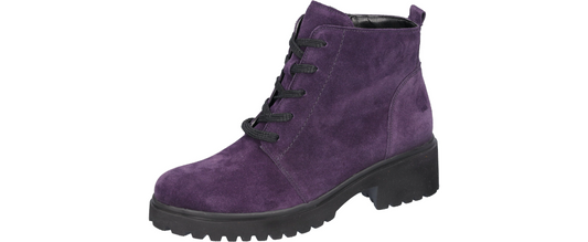 Waldlaufer Luise purple suede lace up/zip ankle boot