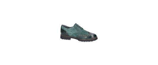 Waldlaufer green suede and patent leather brogue