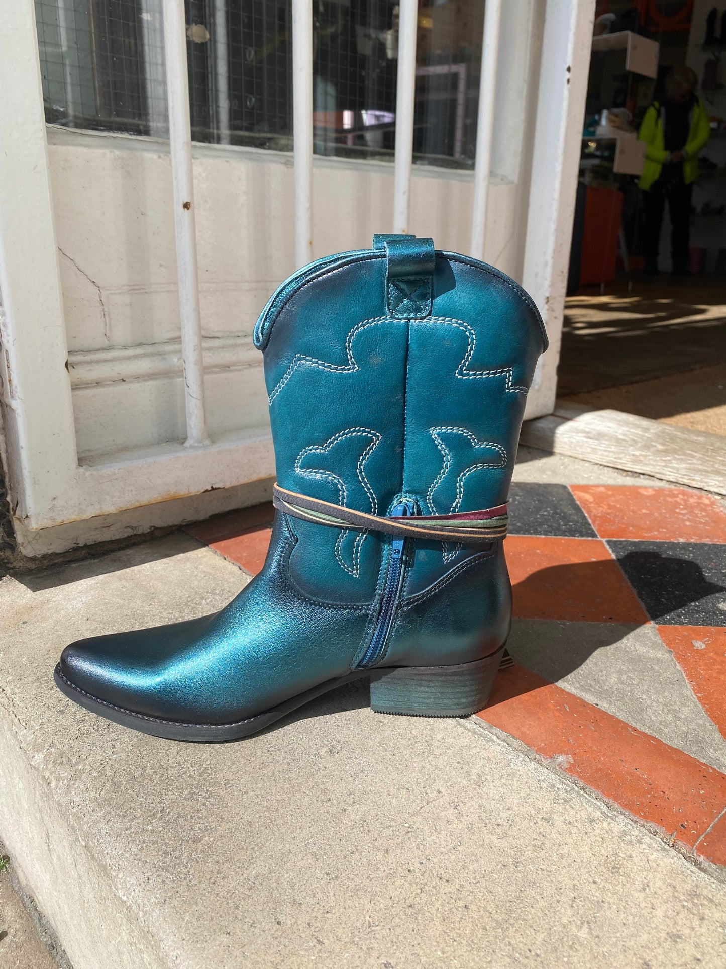 Felmini 0736 turquoise cowboy boot