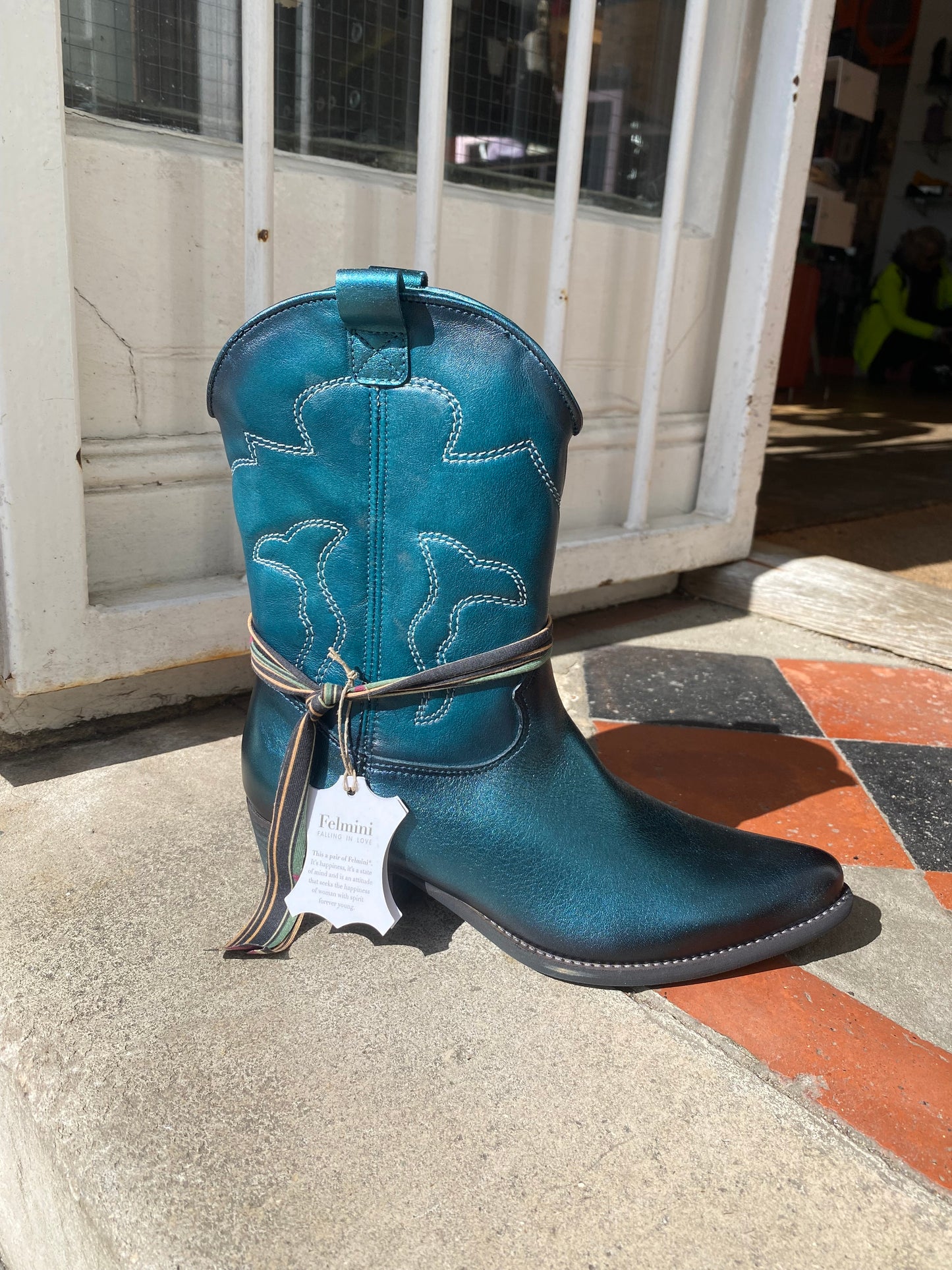 Felmini 0736 turquoise cowboy boot