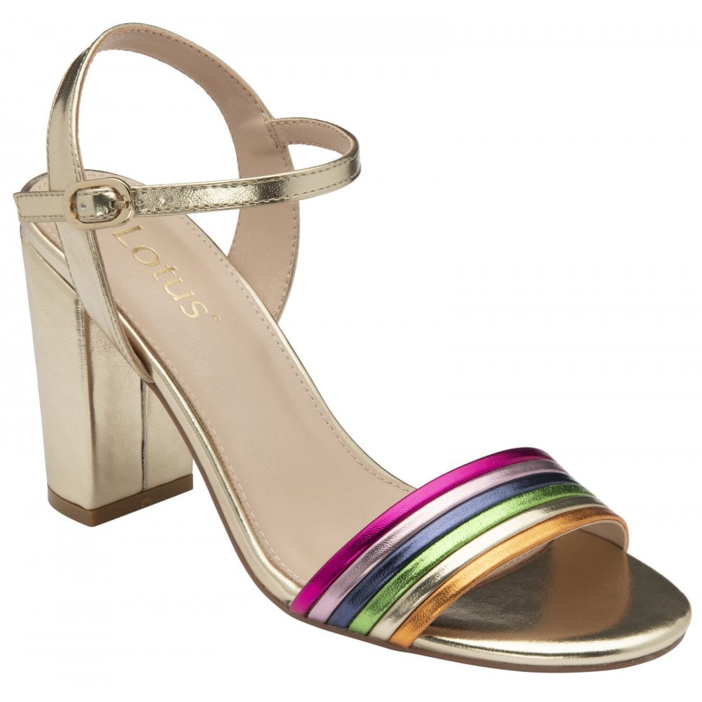 Lotus Blanca Gold/Rainbow Heeled Sandals