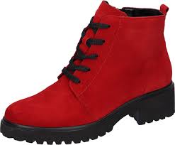 Waldlaufer Luise red suede lace up/zip ankle boot