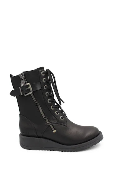 Blowfish Code black combat lace/zip boot