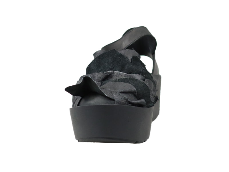 Papucei Serena black leather flatform sandal