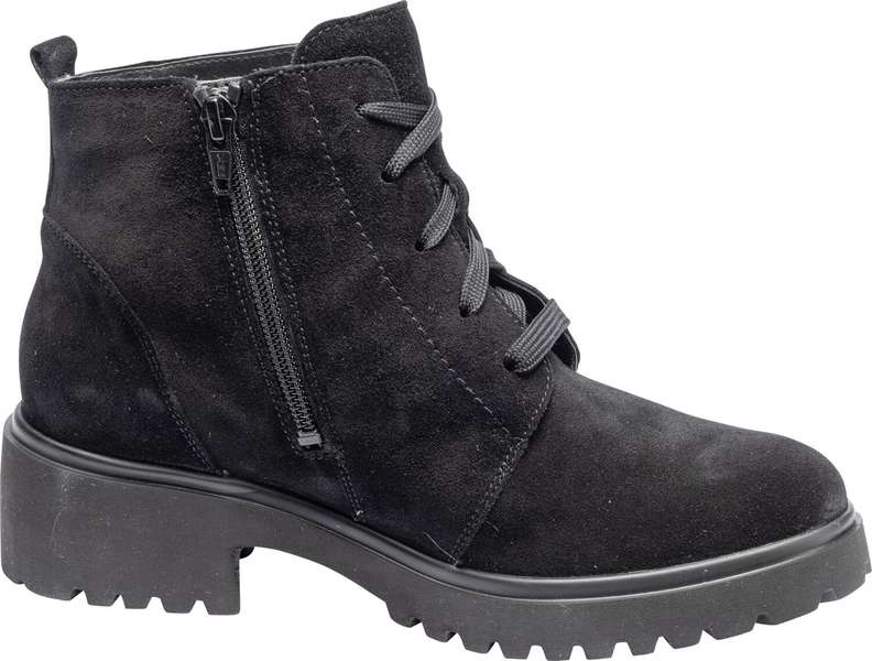 Waldlaufer Luise black suede lace up/zip ankle boot