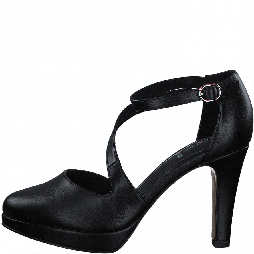 S.Oliver black strap heel shoe - Imeldas Shoes Norwich