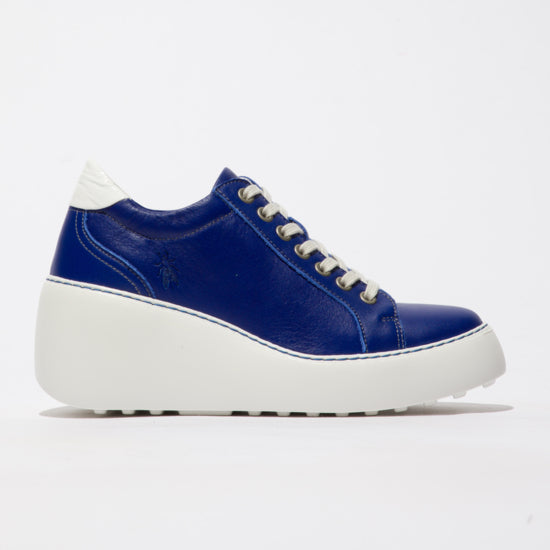 Fly London Dile blue platform lace up trainer - Imeldas Shoes Norwich