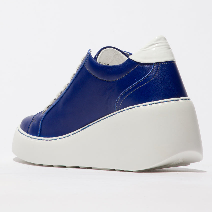 Fly London Dile blue platform lace up trainer - Imeldas Shoes Norwich