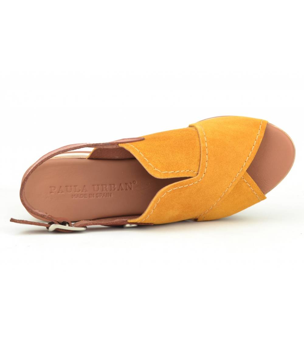 Paula Urban Crossed strap mustard sandals